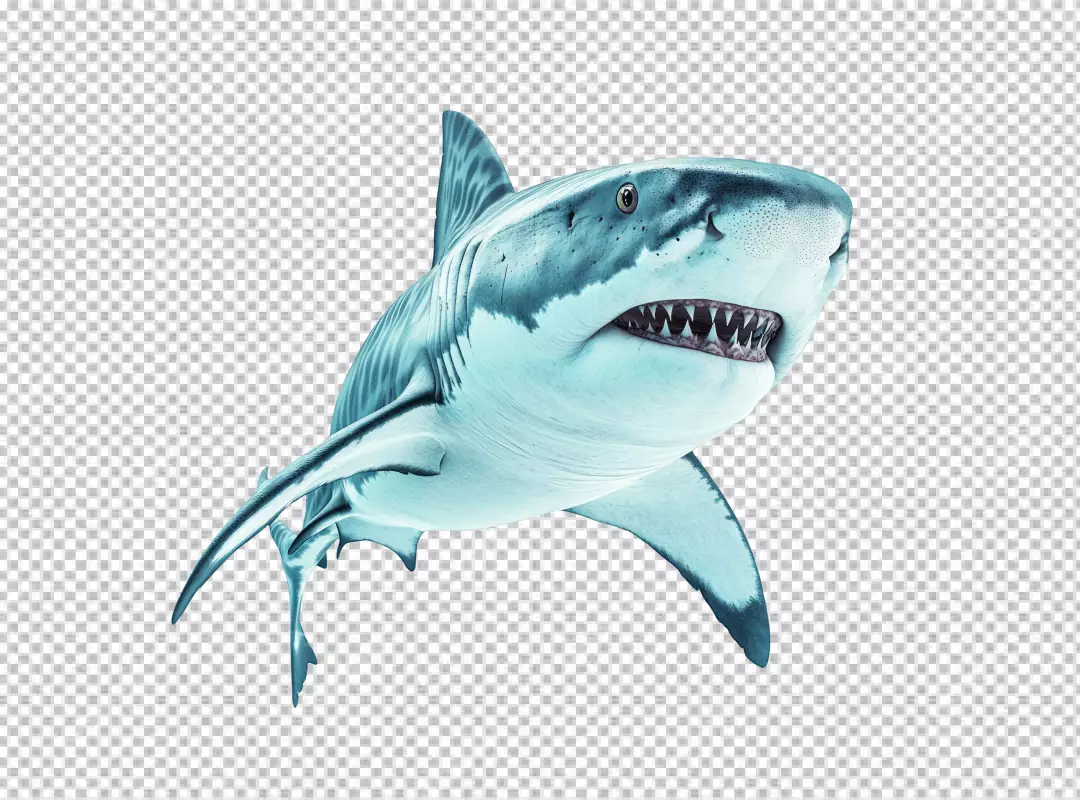 Dynamic Great White Shark Predator with Open Jaws and Sharp Teeth