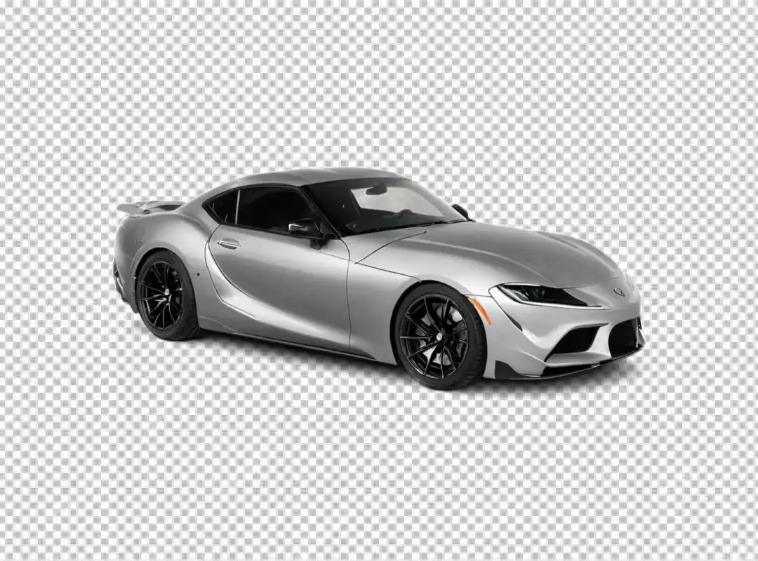 Sleek Silver Performance Sports Car with Black Wheels on White Background