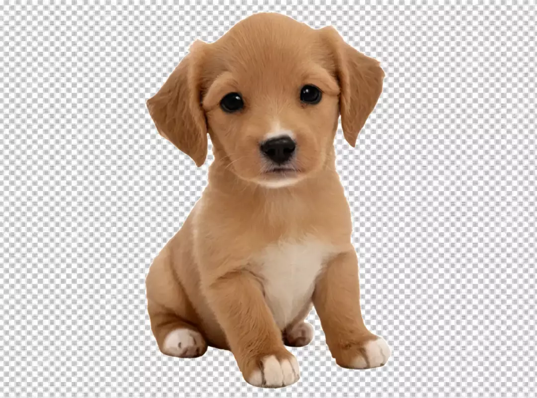 Adorable Brown Puppy with Innocent Eyes Posing on Transparent Background