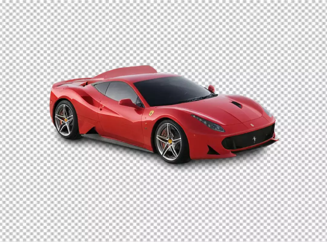 Vibrant Red Ferrari Sports Car Luxurious Automotive Design Isolated on Transparent Background