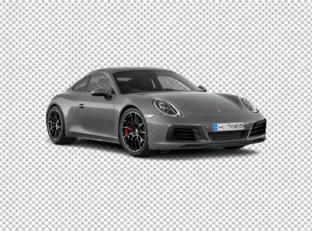 Sleek Grey Porsche 911 Sports Car Isolated on White Background for Luxury Automotive