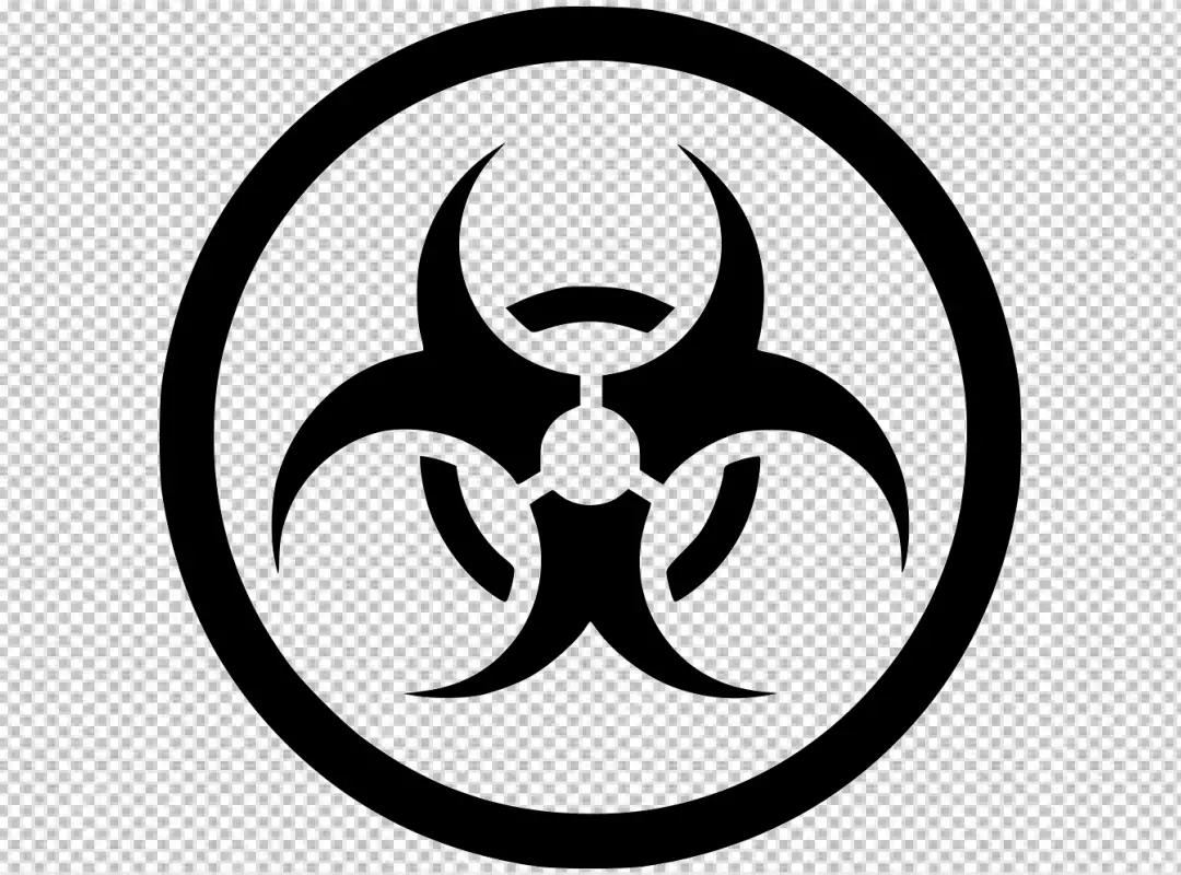 Free Premium PNG Biohazard symbol outline on black circular background