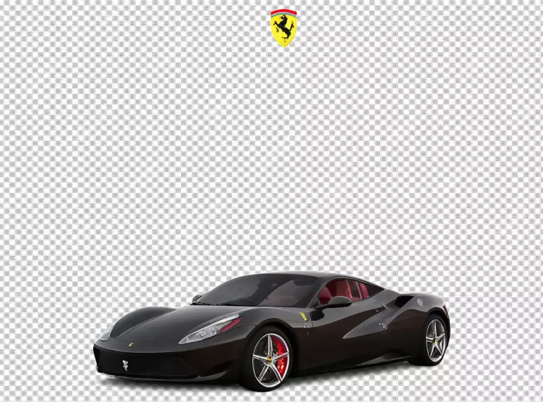 Sleek Dark Gray Ferrari 488 GTB Sports Car with Luxurious Red Interior