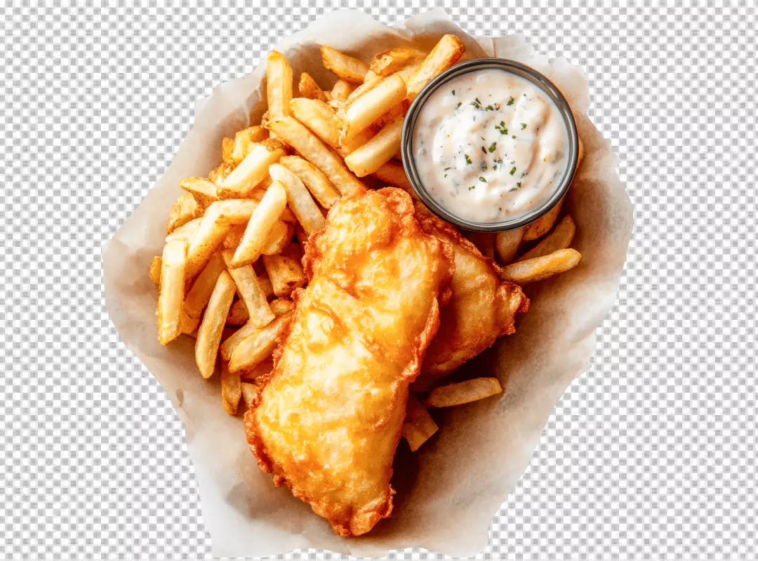 Delicious Golden Fried Fish and Chips with Tartar Sauce Classic Fast Food Meal
