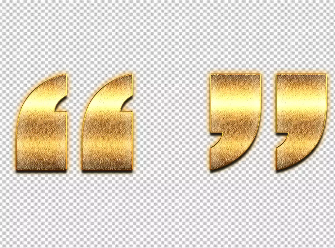 Free Premium PNG Elegant Gold Quotation Marks on Black Background with Yellow Outline