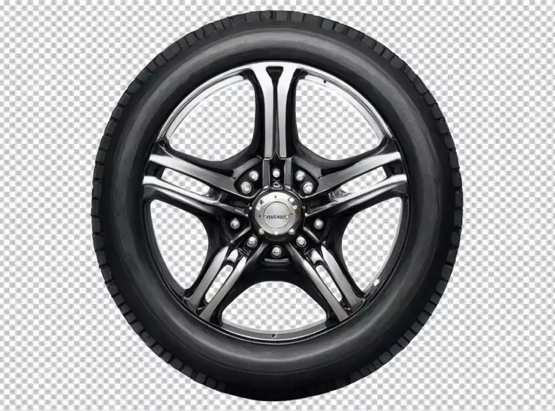 Modern Automotive Wheel with Black Tire and Multi-Spoke Alloy Rim Isolated