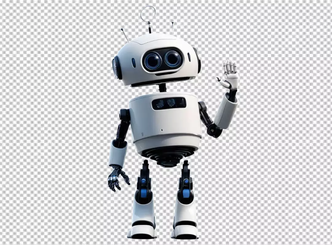 Friendly White Robot Waving Hello, AI Assistant and Service Bot Concept