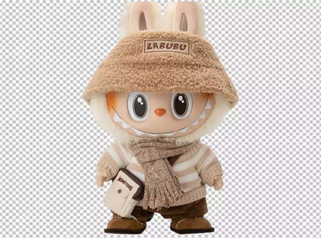 Adorable Fluffy Labubu Monster Collectible Doll in Cozy Winter Attire