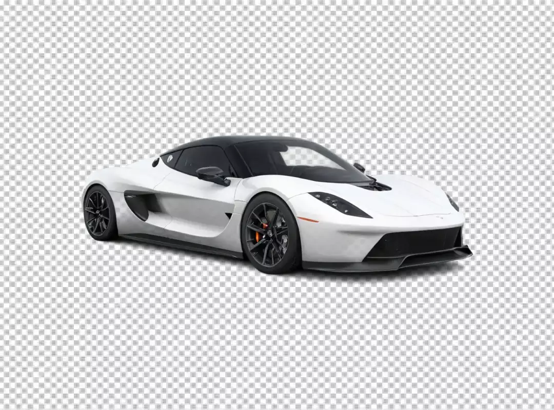 Sleek White Modern Supercar with Black Roof and Performance Wheels Isolated