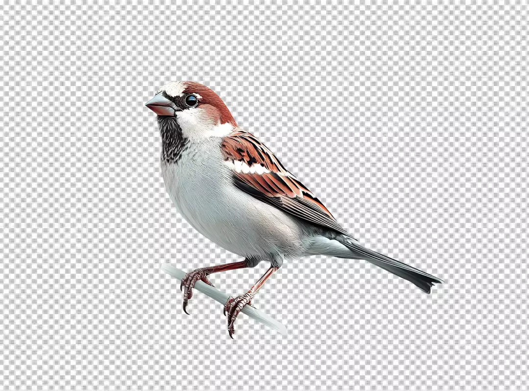 Detailed Sparrow Perched PNG Image for Wildlife and Nature Designs