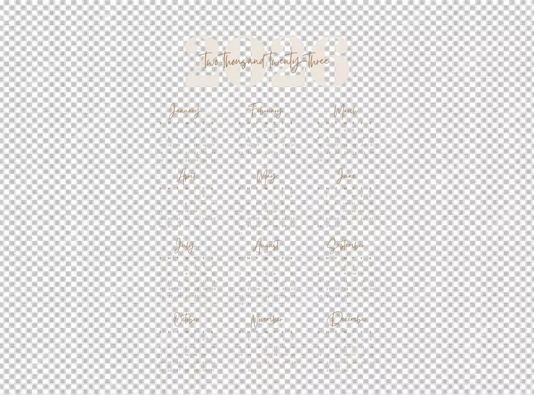 Sophisticated 2026 Yearly Calendar Design, Dark Theme with Golden Details