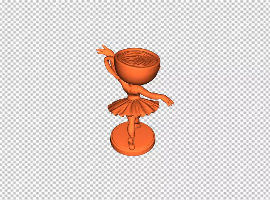 Artistic 3D Render of a Coffee Cup Ballerina Dancing