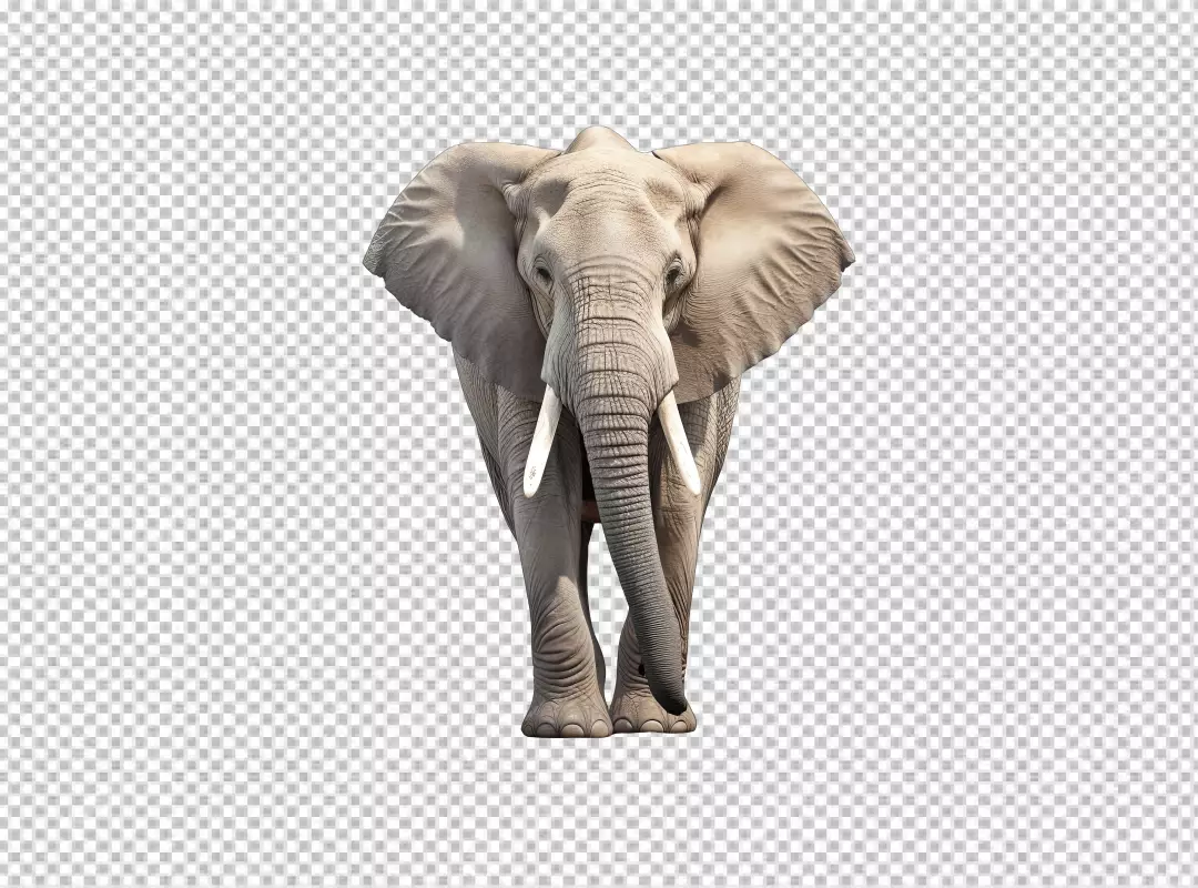 Majestic Elephant Standing Front View PNG Cutout for Wildlife Designs