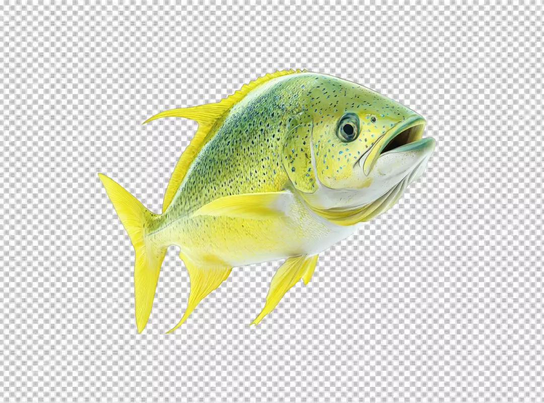 Vibrant Yellow Mahi-Mahi Fish PNG for Tropical Marine Life Designs
