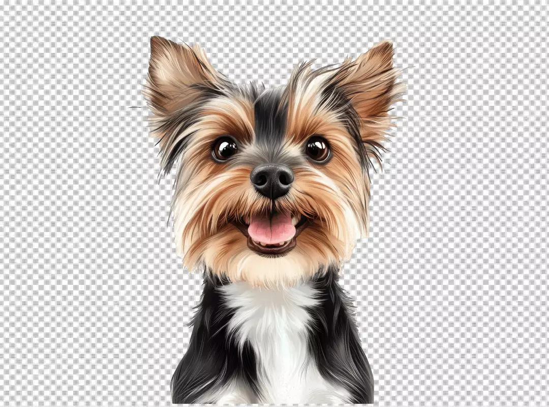 Adorable Smiling Yorkshire Terrier Puppy Dog Face PNG for Cute Pet Designs
