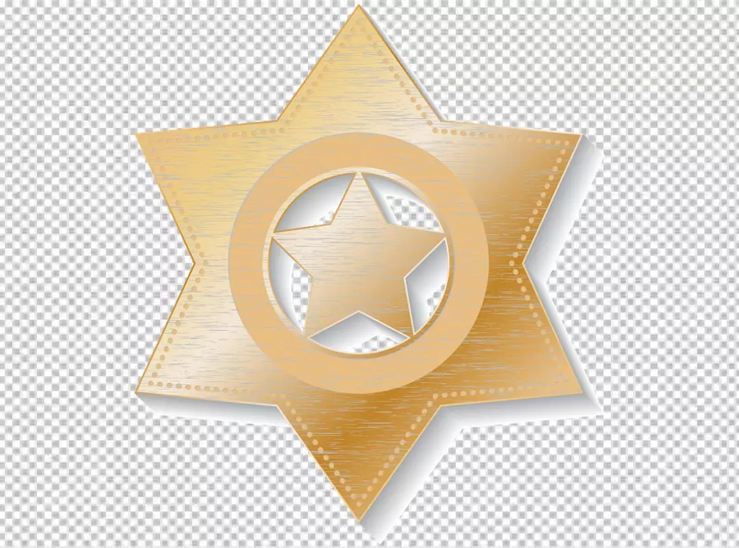 Free Premium PNG Golden Sheriff Star Badge Emblem with Inner Star and Ring