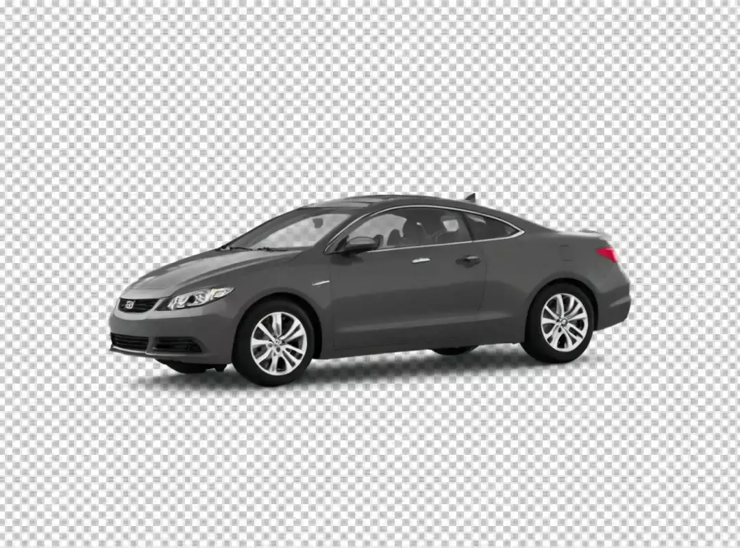 Sleek Gray Two-Door Coupe Car Isolated on Pristine White Background