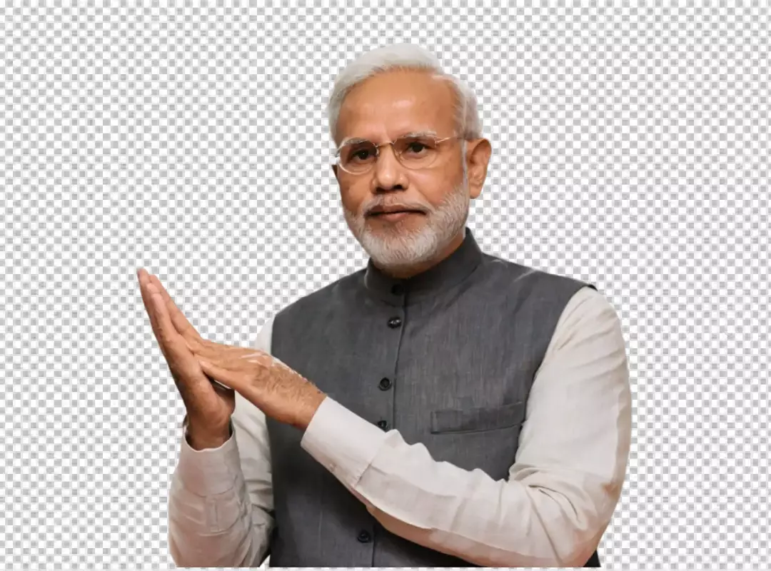 Indian Prime Minister Narendra Modi Smiling with Explaining Hand Gesture