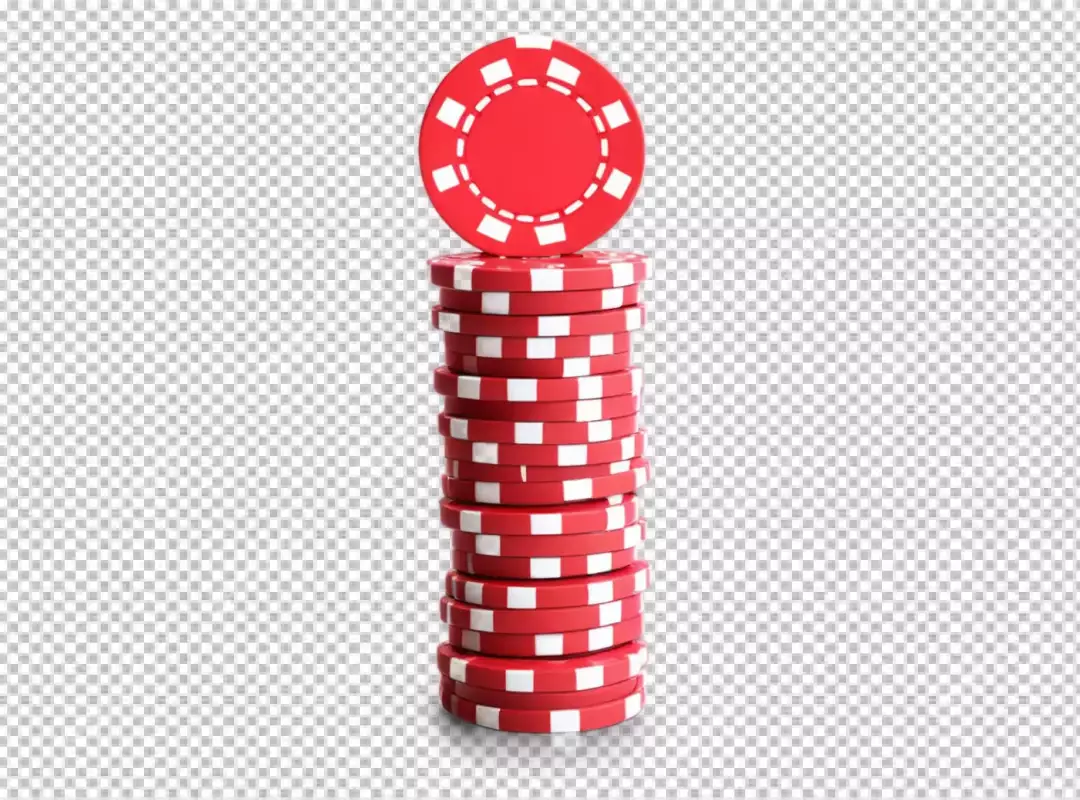 Tall Stack of Red Casino Poker Chips Symbolizing Gaming and Success