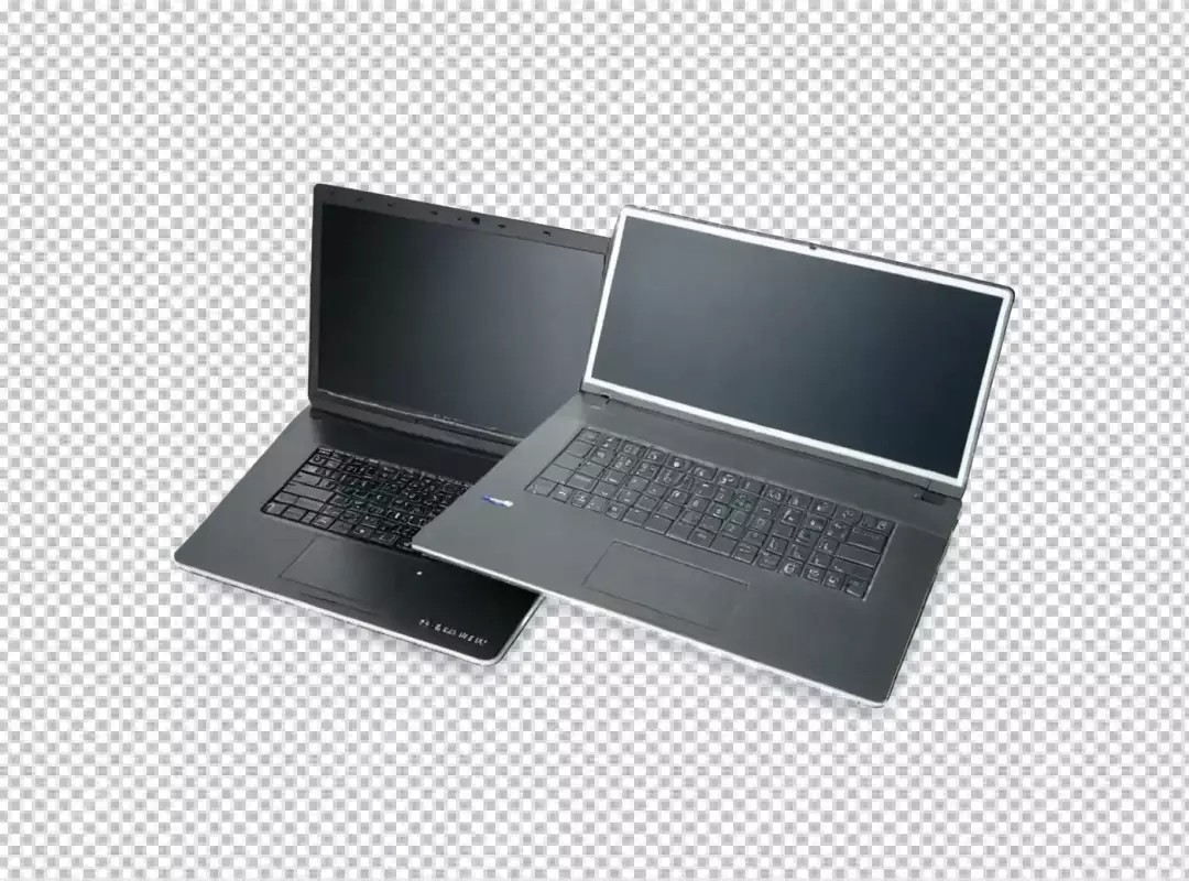 Two Sleek Modern Laptops with Dark Screens on a Pristine White Background
