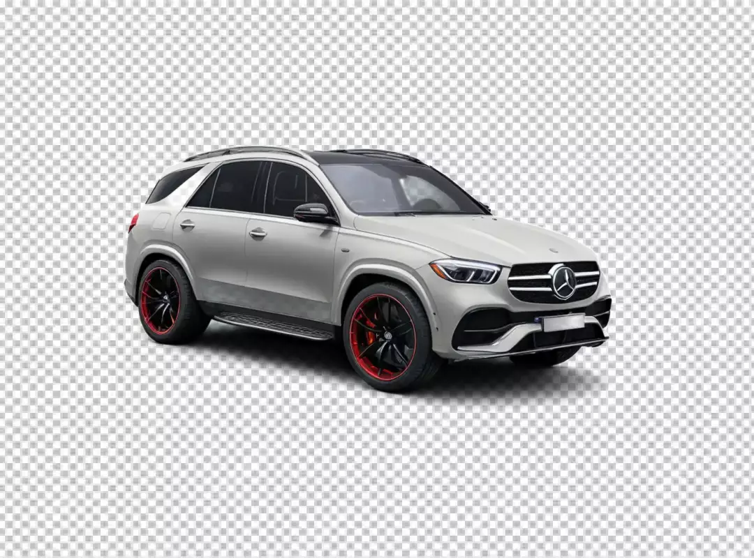 Sleek Light Grey Mercedes-Benz GLE SUV with Dynamic Red Alloy Wheels