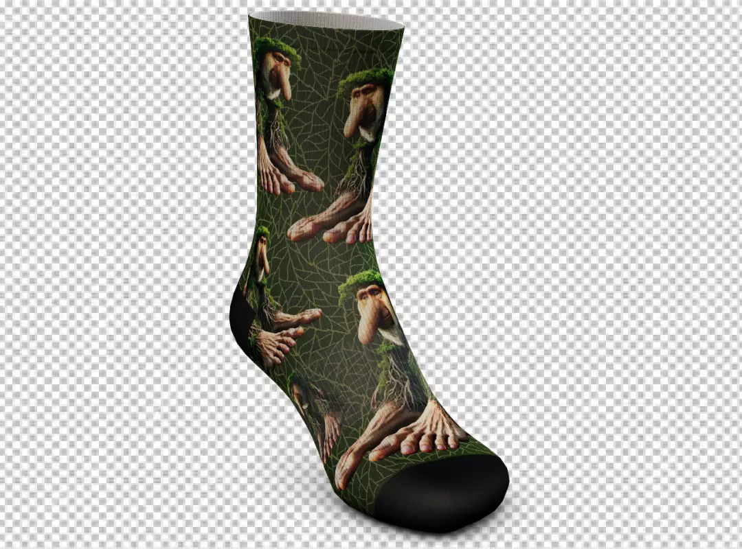 Unique Moss Creature Forest Spirit Sock Design Pattern with Woodland Gnomes