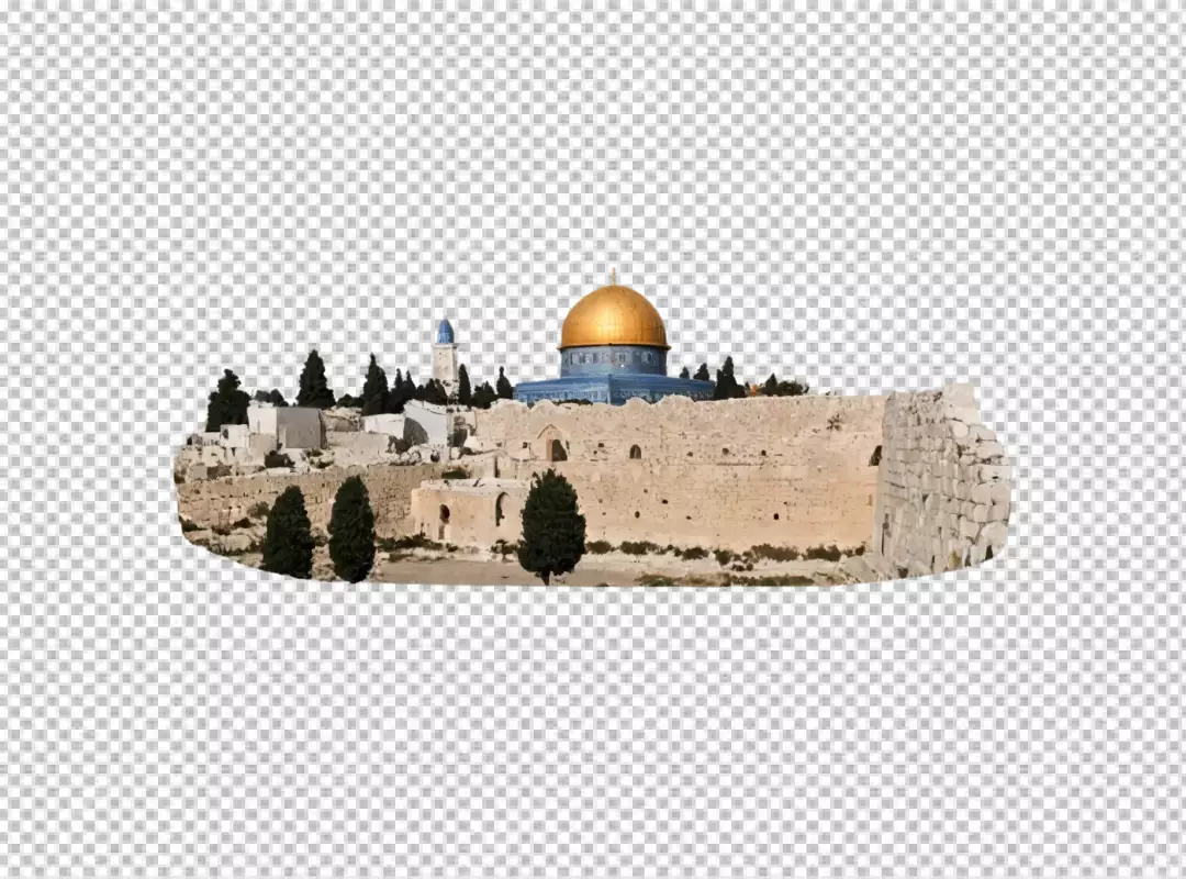 Iconic Golden Dome of the Rock and Western Wall, Historic Jerusalem Architecture