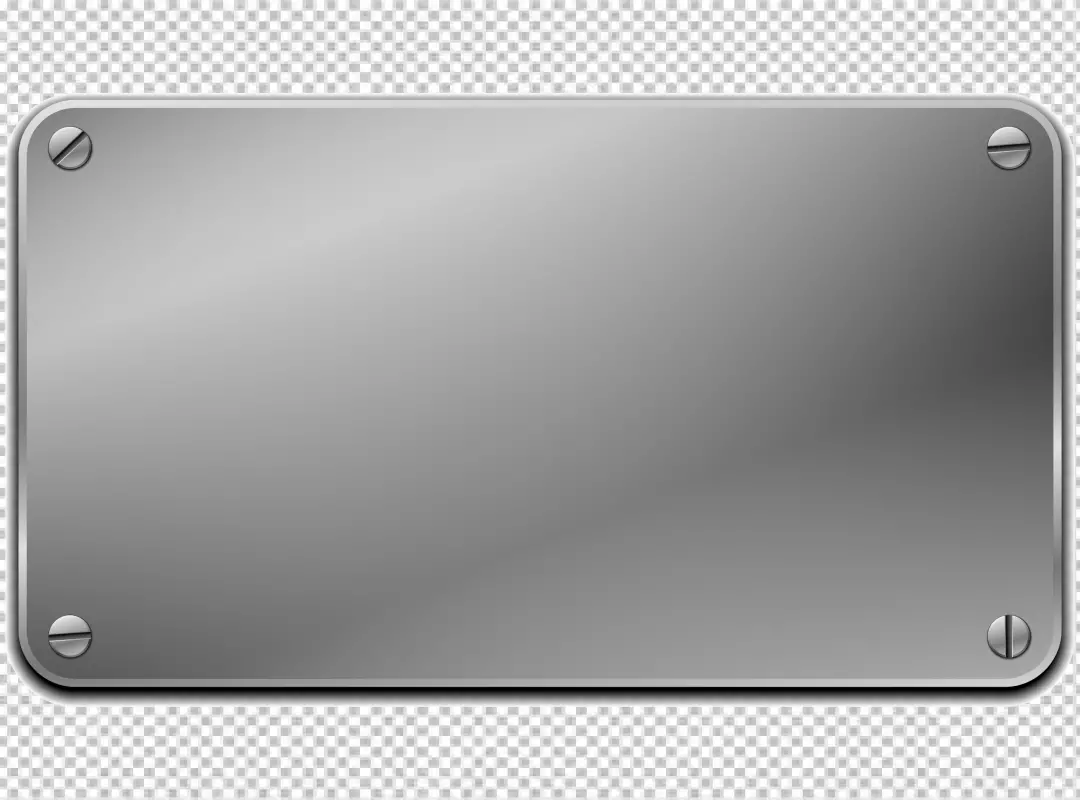 Free Premium PNG Blank Brushed Metal Sign Plate with Rounded Corners and Screws