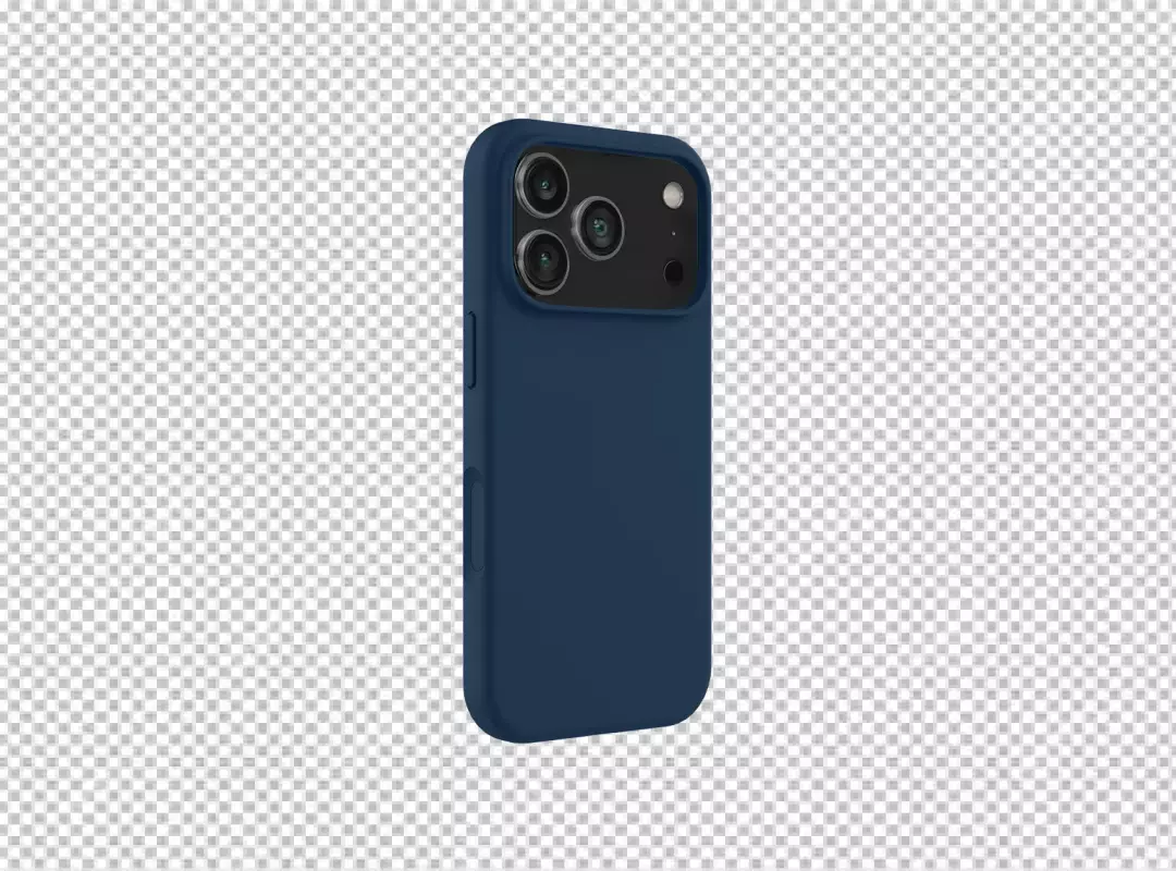 Modern Smartphone with Triple Camera in Protective Navy Blue Case