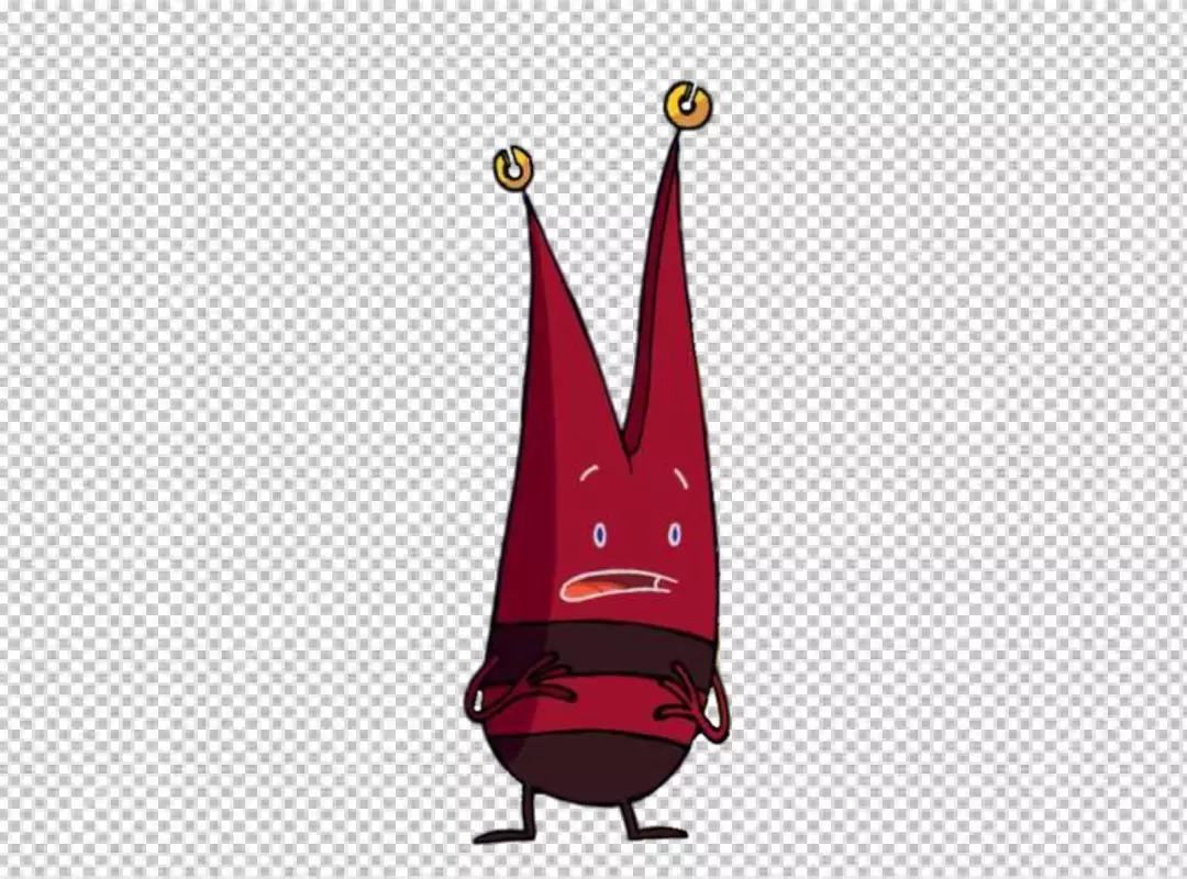 Whimsical Red Cartoon Monster with Antennas and Bell Tips