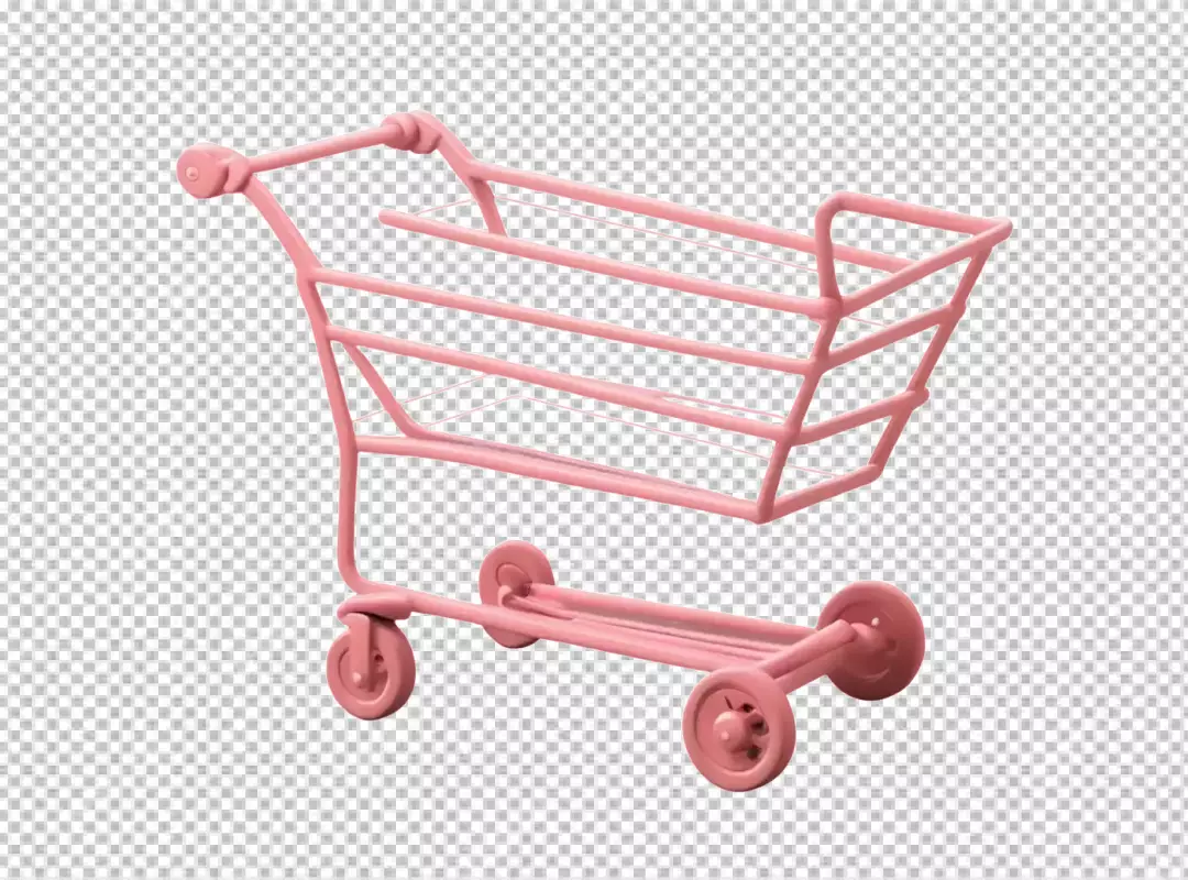 Charming Pink Miniature Shopping Cart 3D Render for Retail and E-commerce Concepts