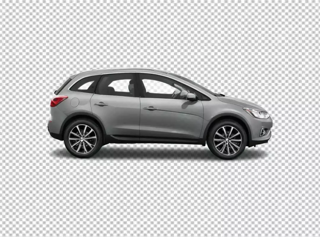 Modern Grey Compact Crossover SUV Isolated on White Background