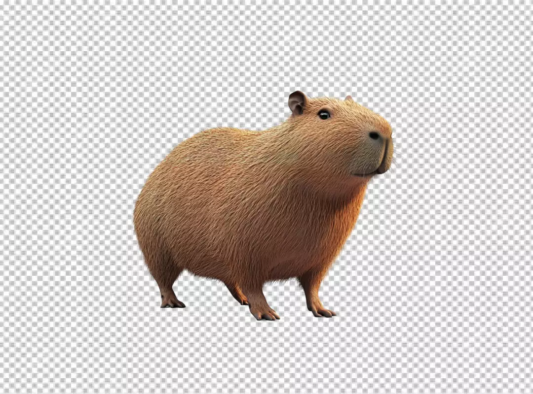 Detailed Capybara Rodent Isolated for Seamless Wildlife Compositions
