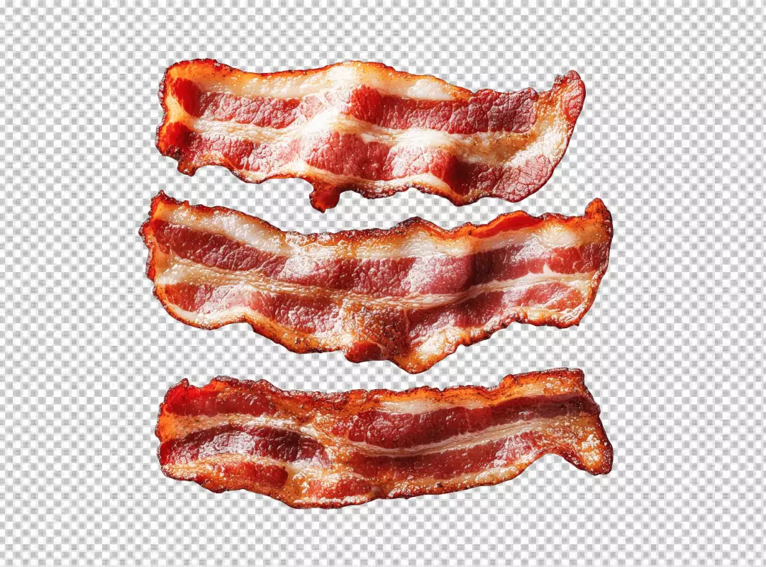 Perfectly Crispy Bacon Strips PNG for Breakfast and Culinary Designs