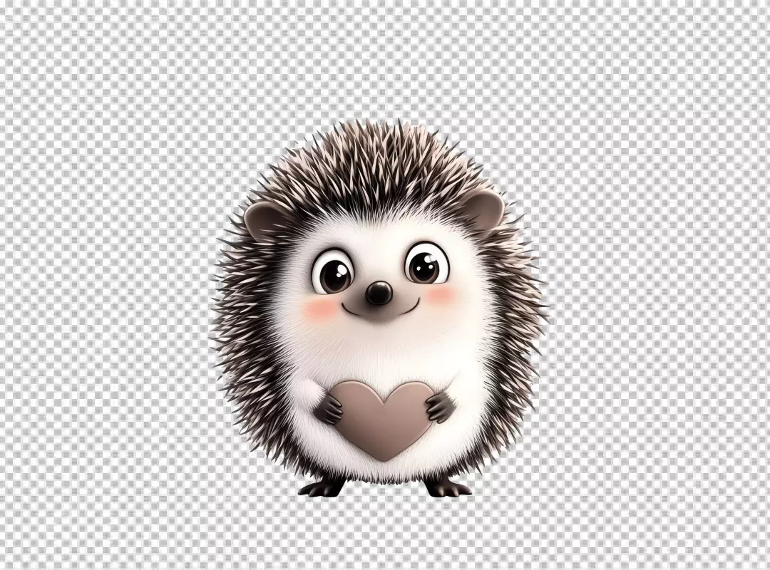 Adorable Hedgehog Holding a Cute Heart Love Symbol