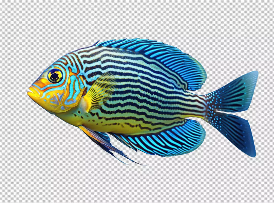 Vibrant Blue and Yellow Striped Fish for Creative Marine Life Designs
