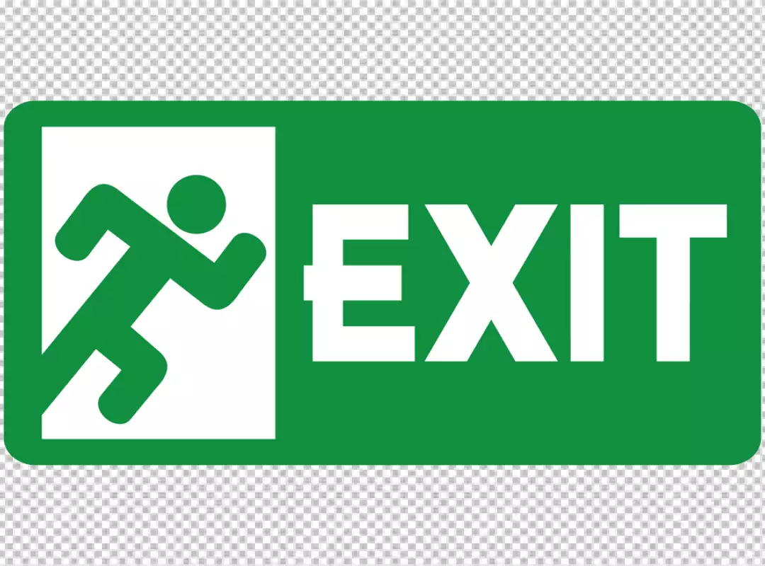 Free Premium PNG Green Exit Sign with Running Man Icon