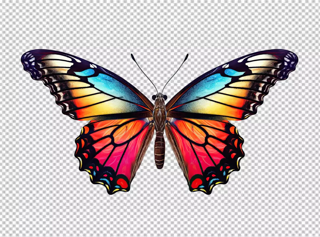 Vibrant Colorful Butterfly PNG Cutout for Digital Art and Creative Designs