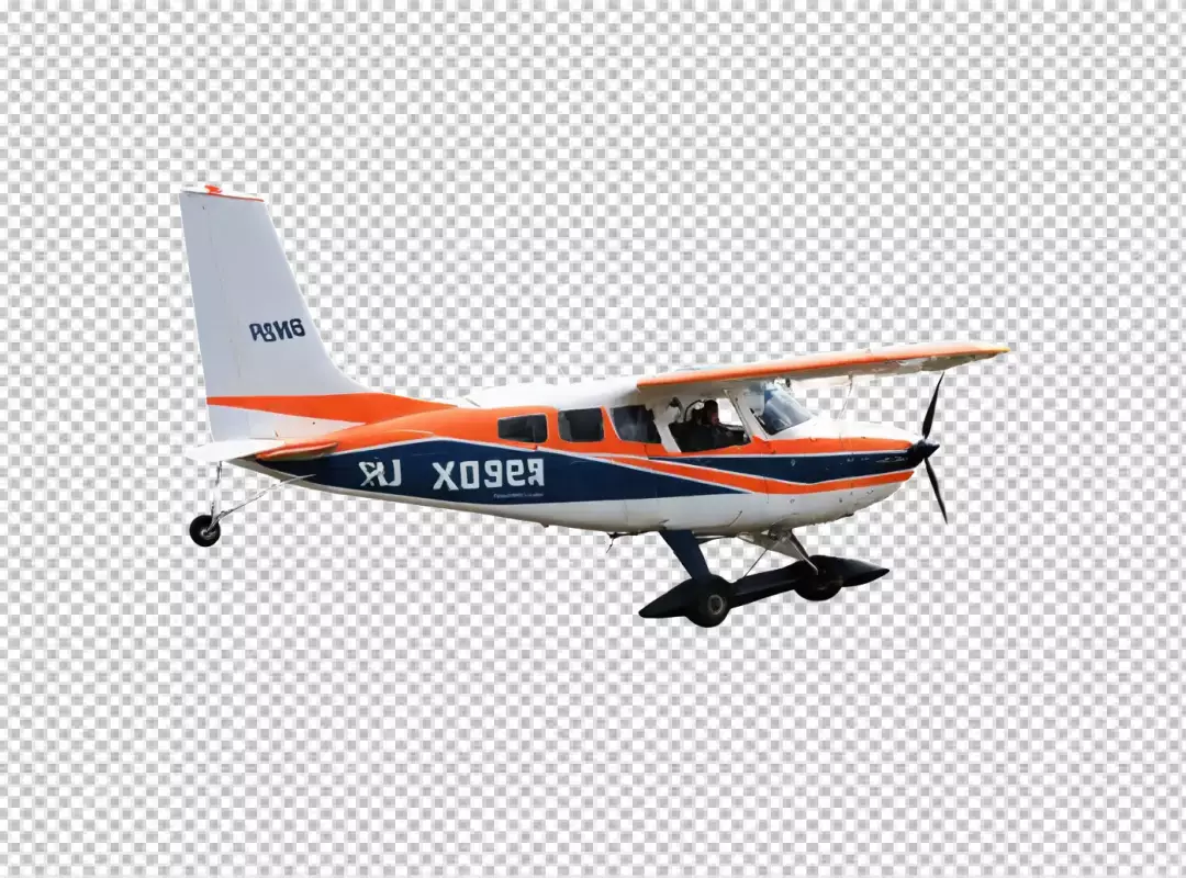 Small Propeller Airplane in Flight Isolated on White Background for Aviation and Travel