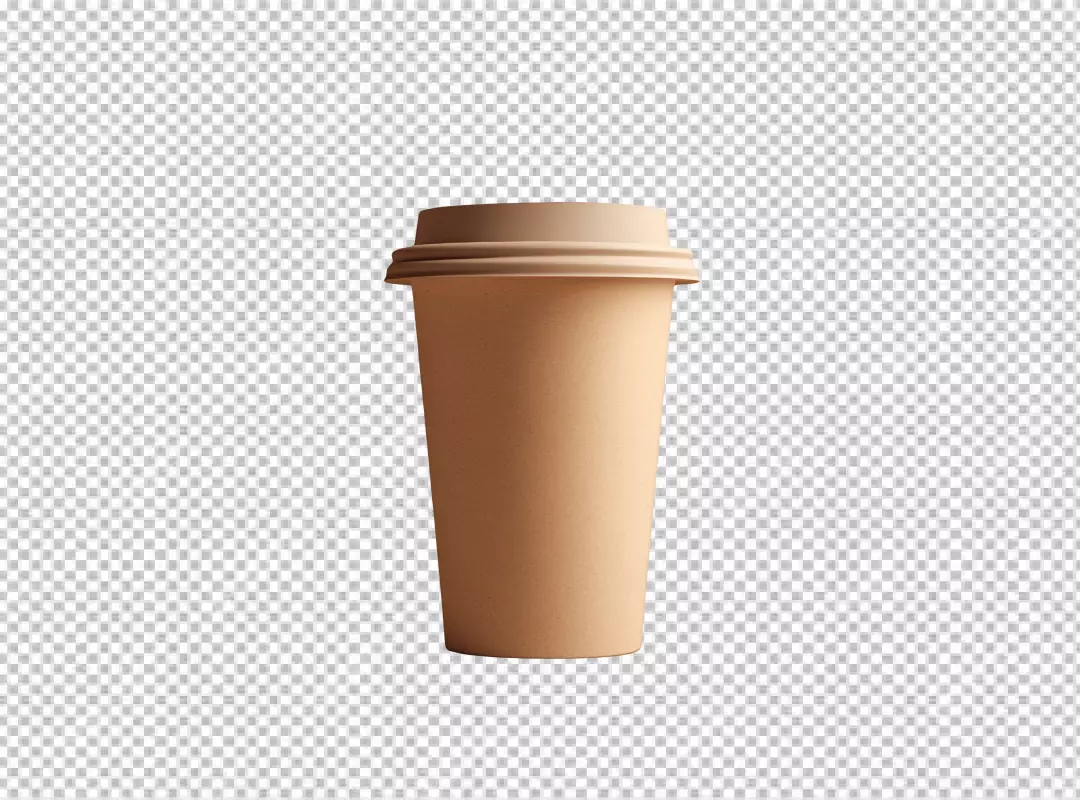 Empty Brown Disposable Coffee Cup with Lid PNG for Beverage Mockups and Brand Designs