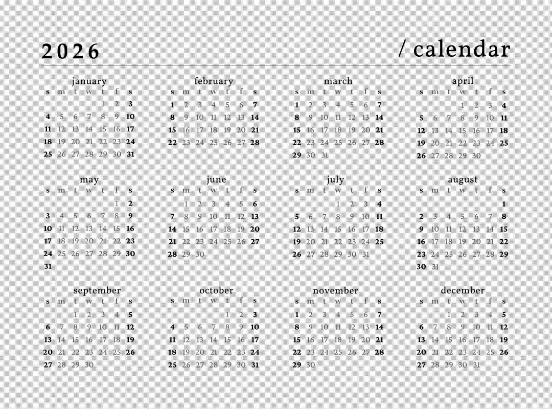 Minimalist 2025 Annual Calendar on Dark Background for Organized Planning