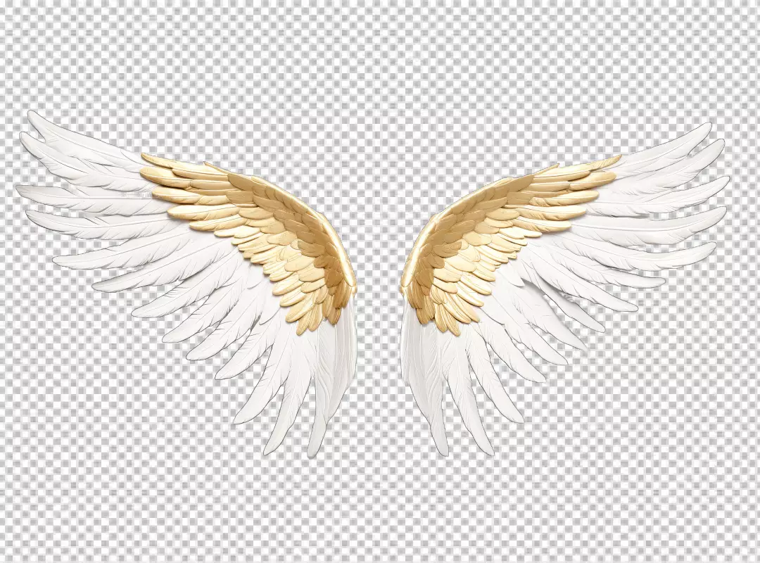 Majestic Golden White Angel Wings Spread for Divine Design