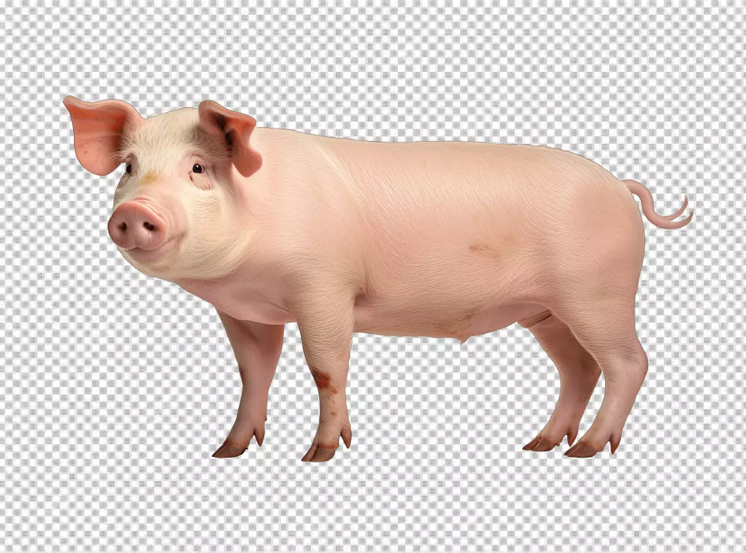 Realistic Pink Pig Standing Cutout for Farm Animal Designs