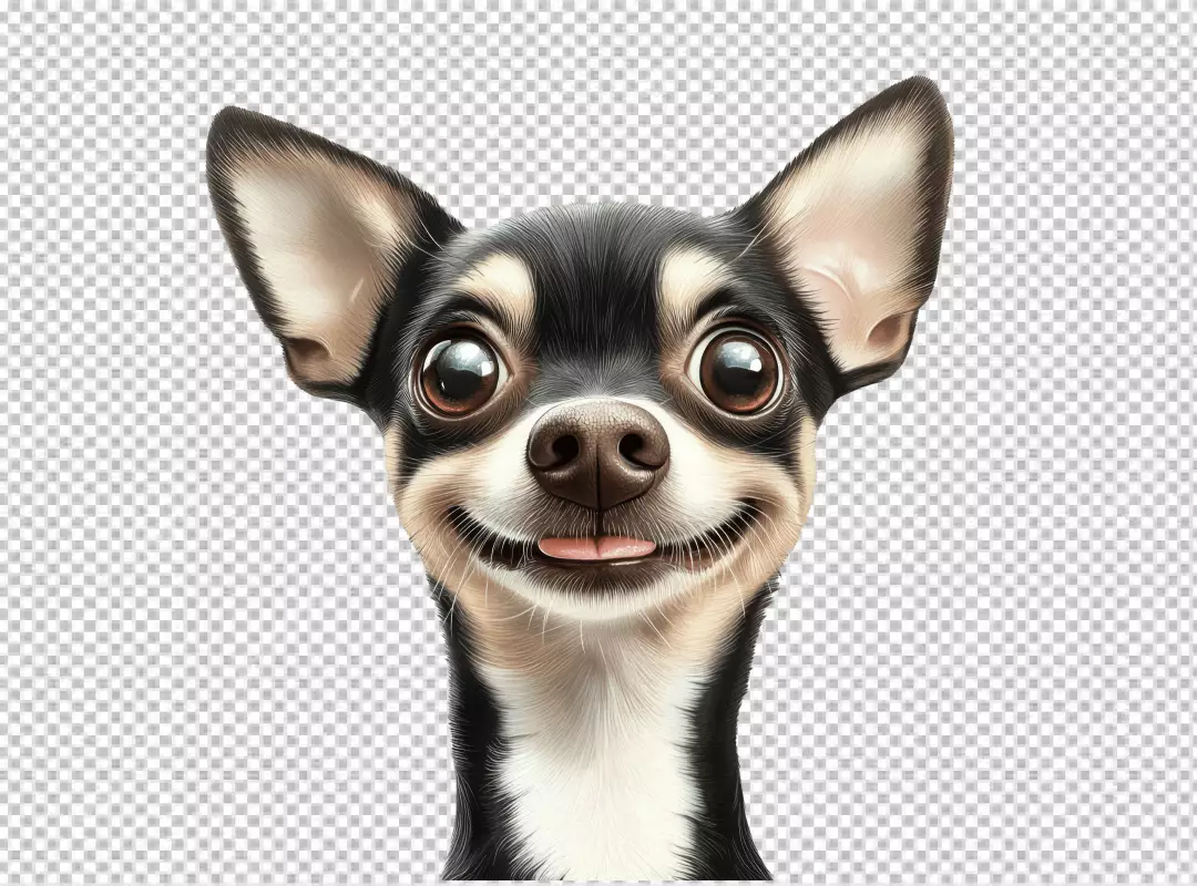 Cute Smiling Chihuahua Dog Face Close-up PNG for Joyful Designs