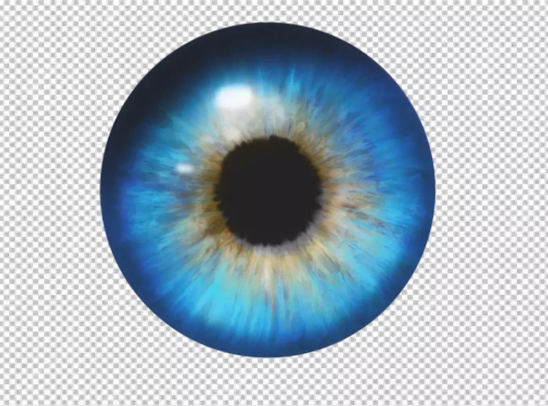 Vibrant Blue Human Iris Closeup with Golden Accents on Dark Background