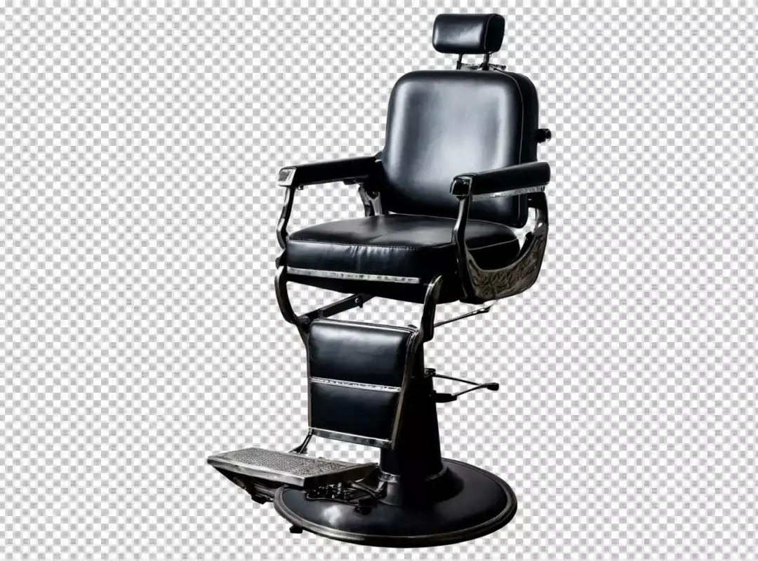 Classic Black Barber Chair with Polished Chrome Accents and Footrest