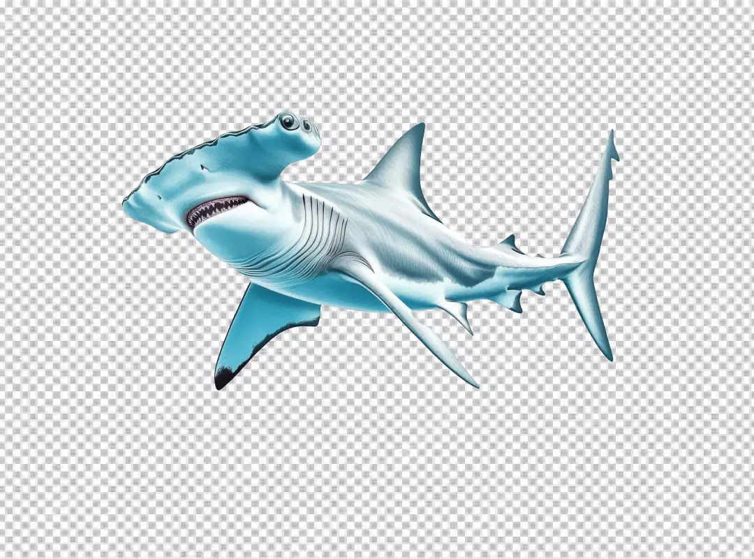 Blue Hammerhead Shark PNG Cutout for Aquatic Wildlife Design and Marine Life Projects