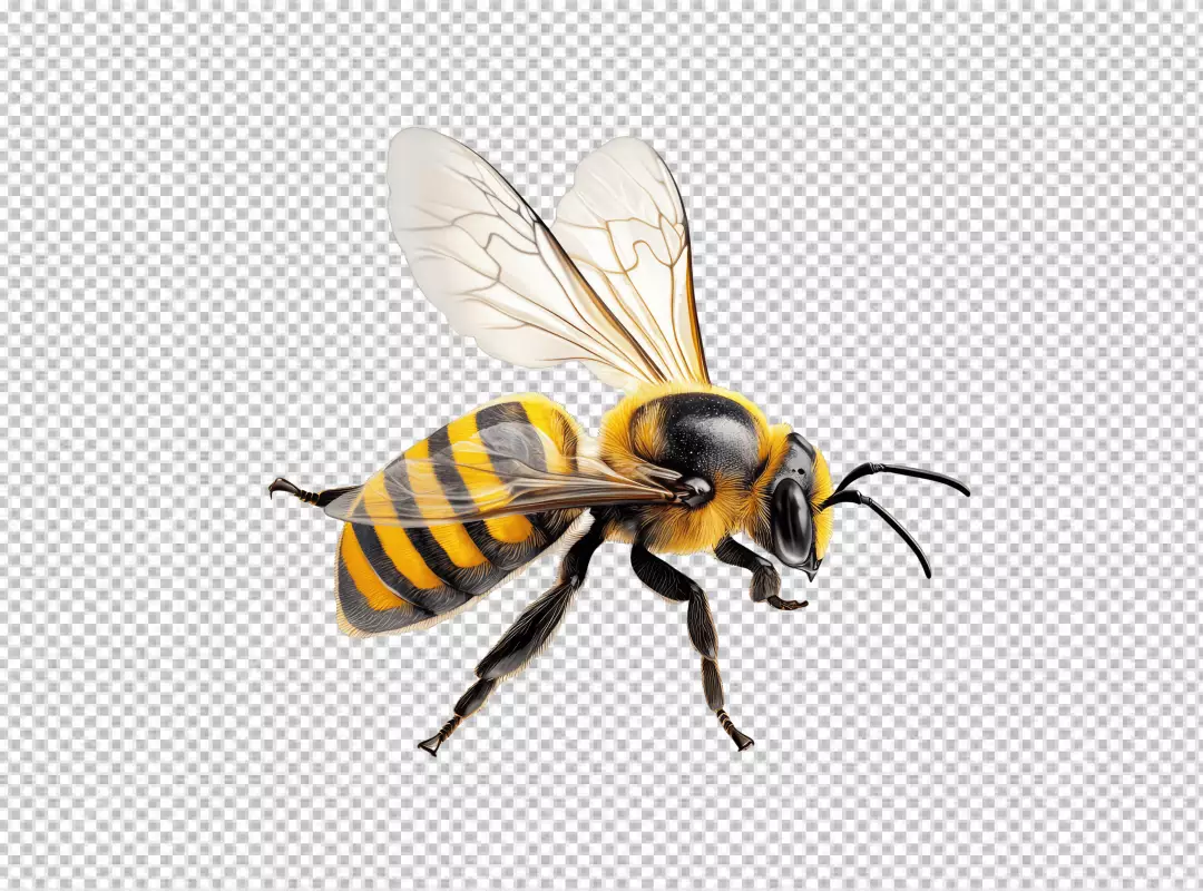 Vibrant Honey Bee in Flight for Creative Designs