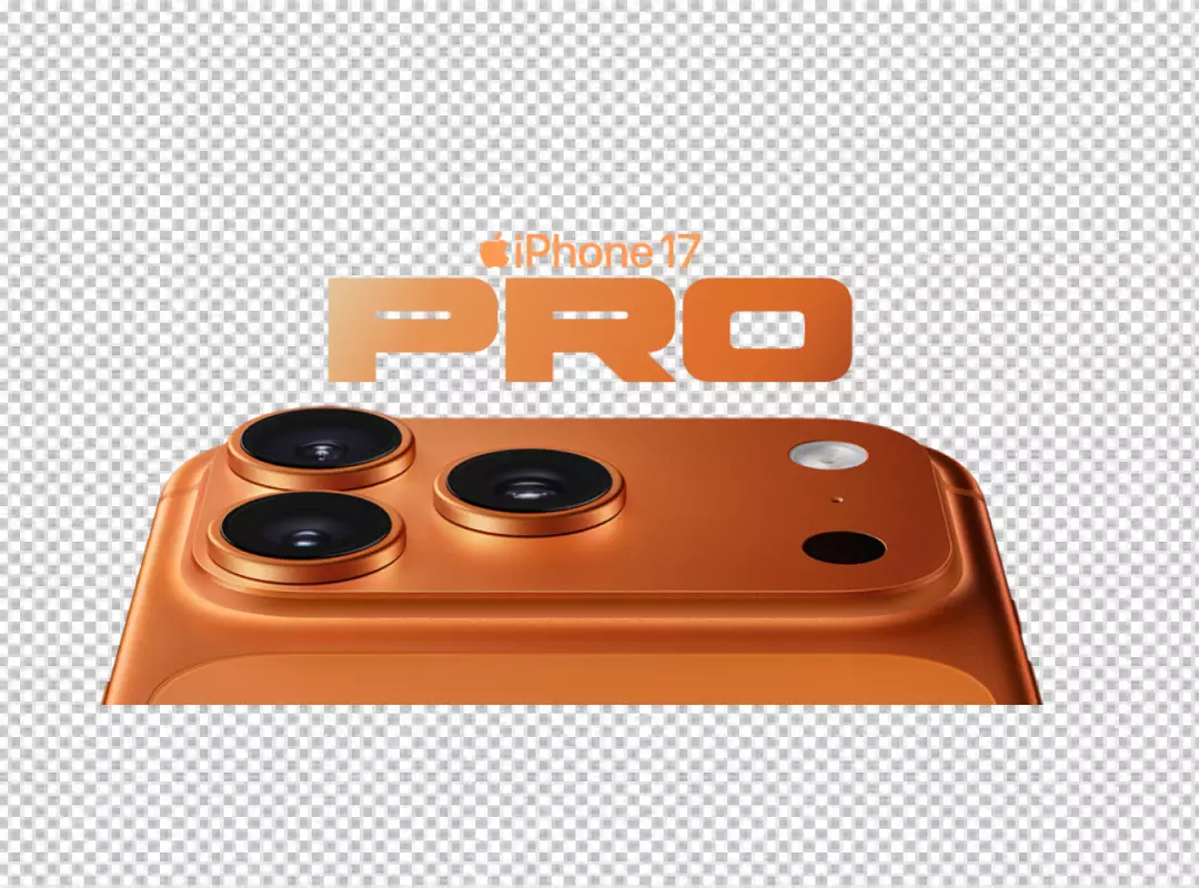 Orange iPhone 17 Pro with Triple-Lens Camera System on a Dark Backdrop