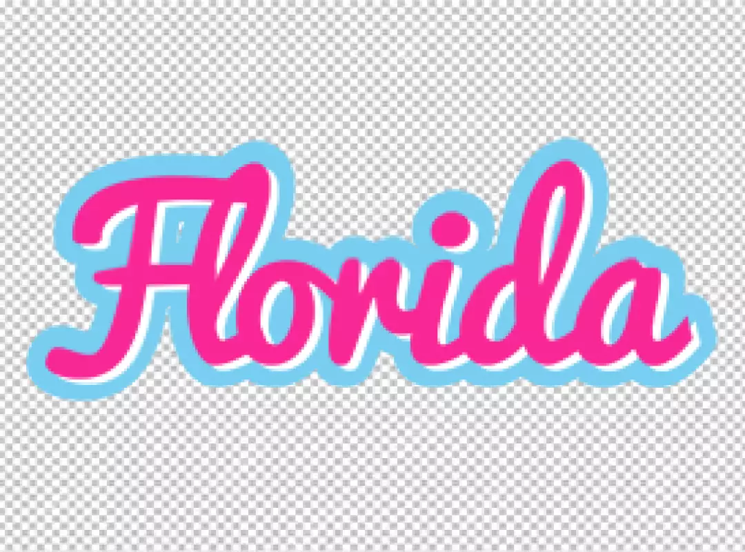 Vibrant Pink and Blue 'Florida' Script Typography with Playful Retro Aesthetic